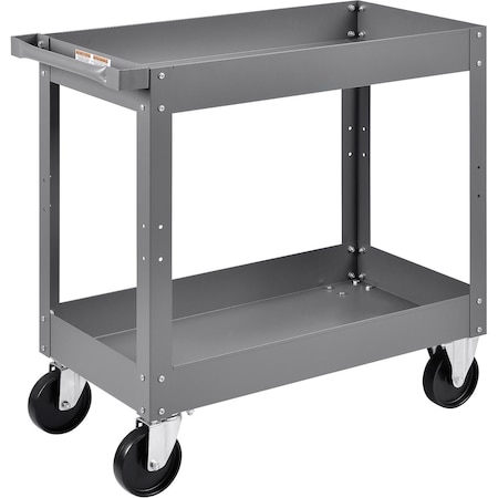 Global Industrial 2 Shelf Deep Tray Steel Stock Cart, 500 Lb. Capacity, 30L x 16W x 32H 988835